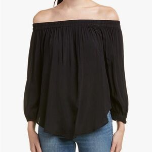 Splendid Womens Rayon Voile Off Shoulder Top